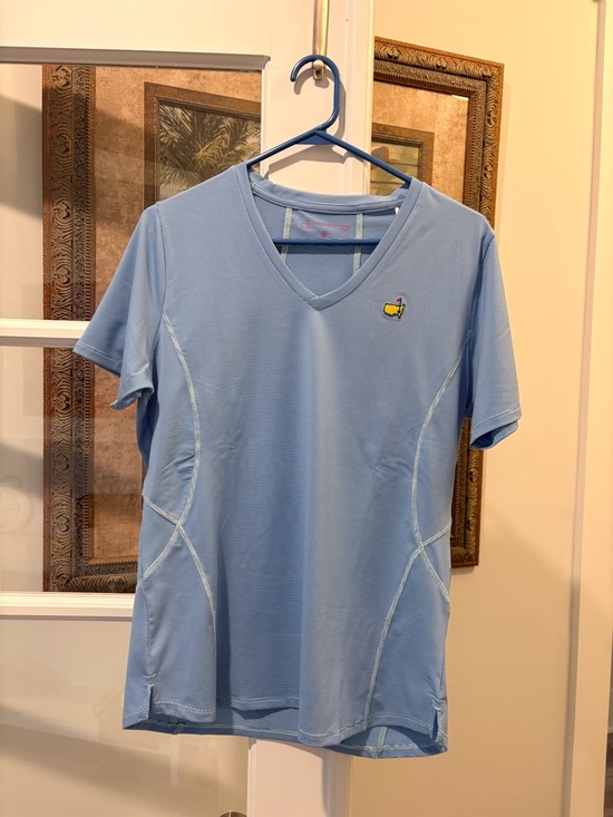 Masters Tops - Magnolia Lane Tech V-Neck T-Shirt in Blue Stripe Masters Official size M NWT!
